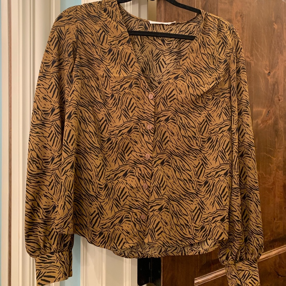 Nordstrom zebra print brown top